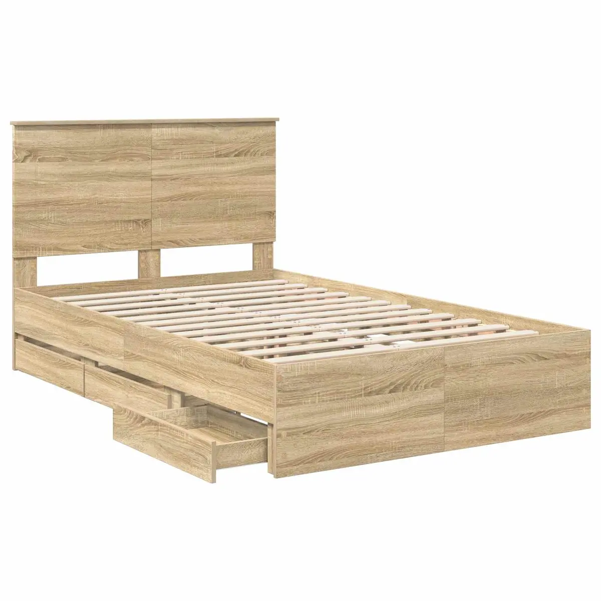 Sonoma Oak Bed Frame with Storage Drawer 135 x 190 cm