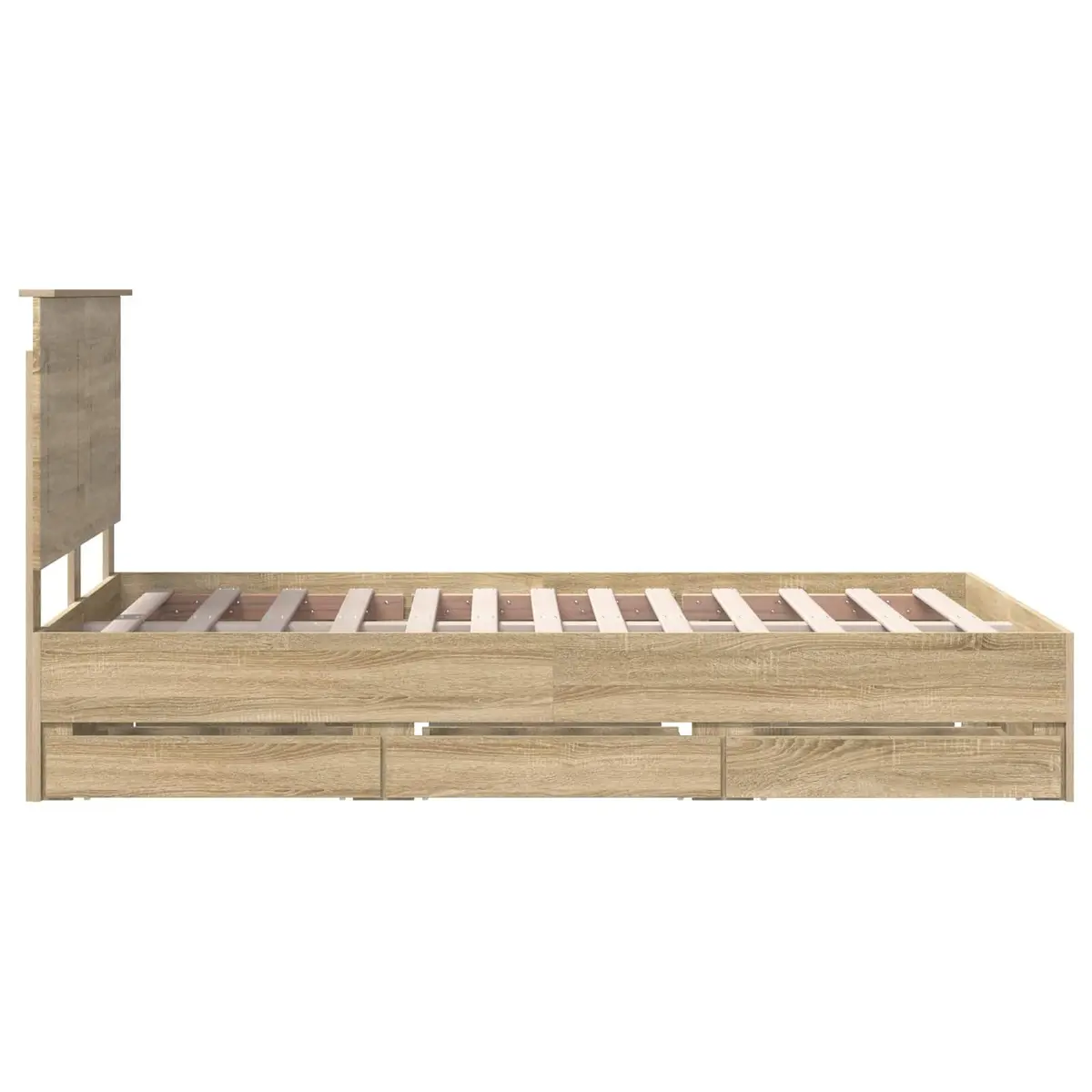 Sonoma Oak Bed Frame with Storage Drawer 135 x 190 cm