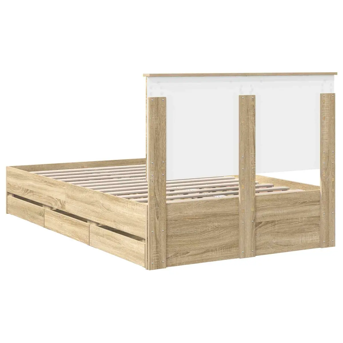 Sonoma Oak Bed Frame with Storage Drawer 135 x 190 cm