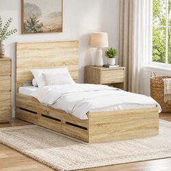 Sonoma Oak Bed Frame with Storage Drawer 90 x 190 cm