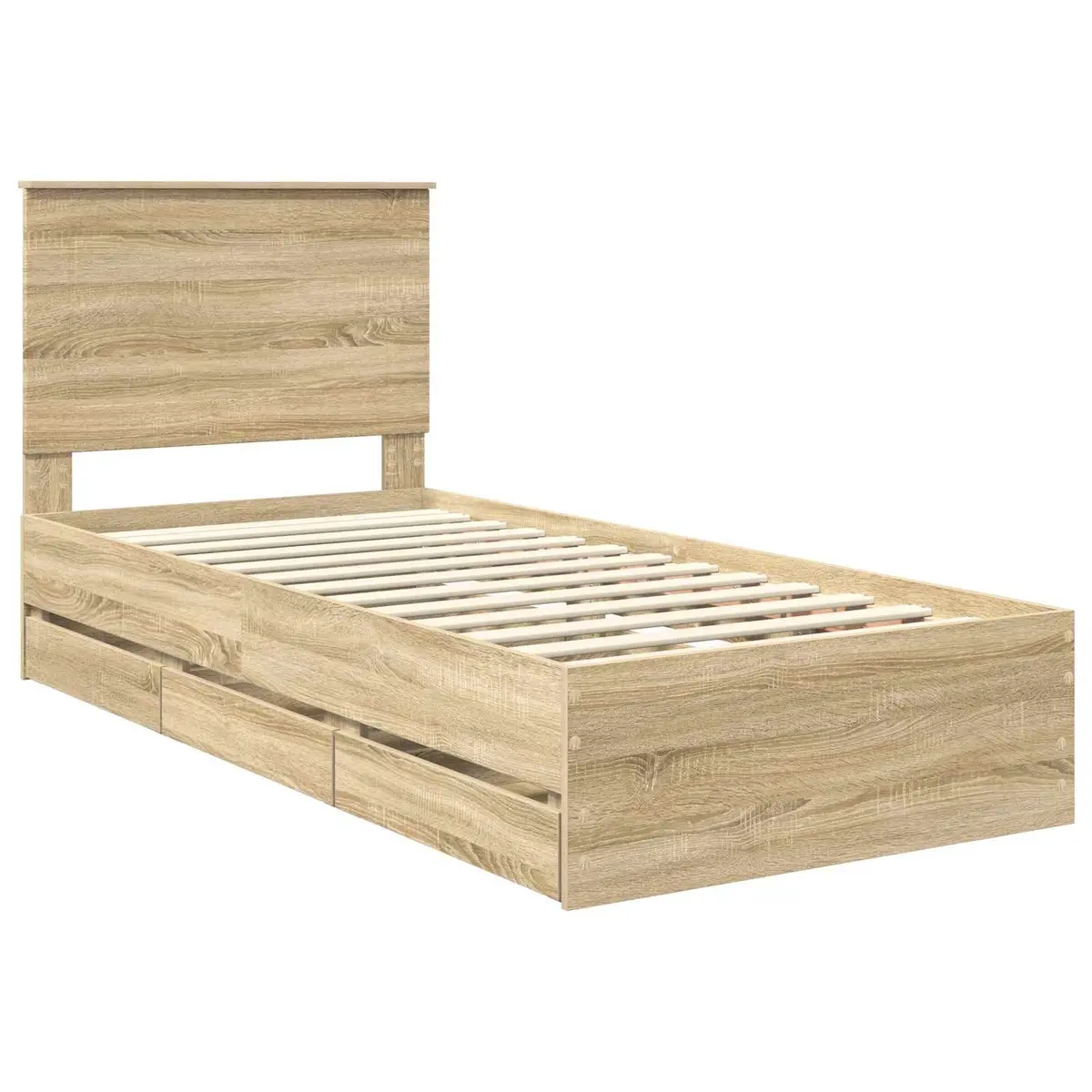 Bed Frame with Storage Drawer Sonoma Oak 90 x 190 cm Engineered Wood Modern