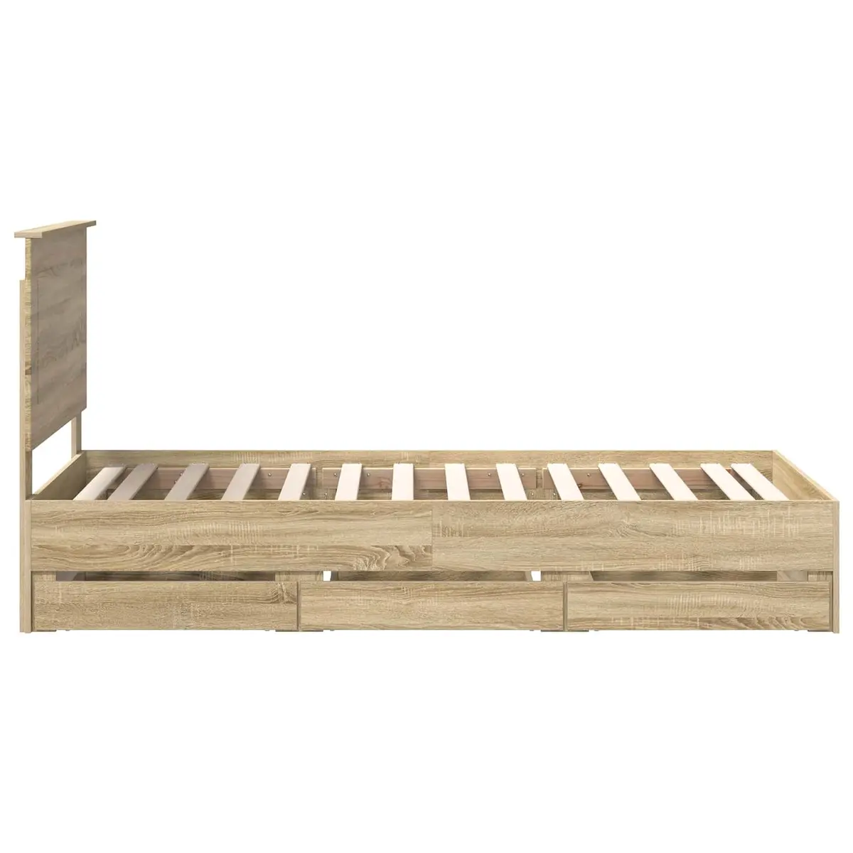 Bed Frame with Storage Drawer Sonoma Oak 90 x 190 cm Engineered Wood Modern