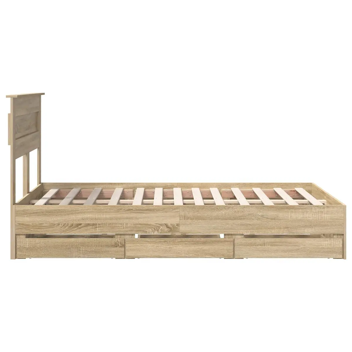 Bed Frame with Storage Drawer Sonoma Oak Brown 135 x 190 cm Engineered Wood