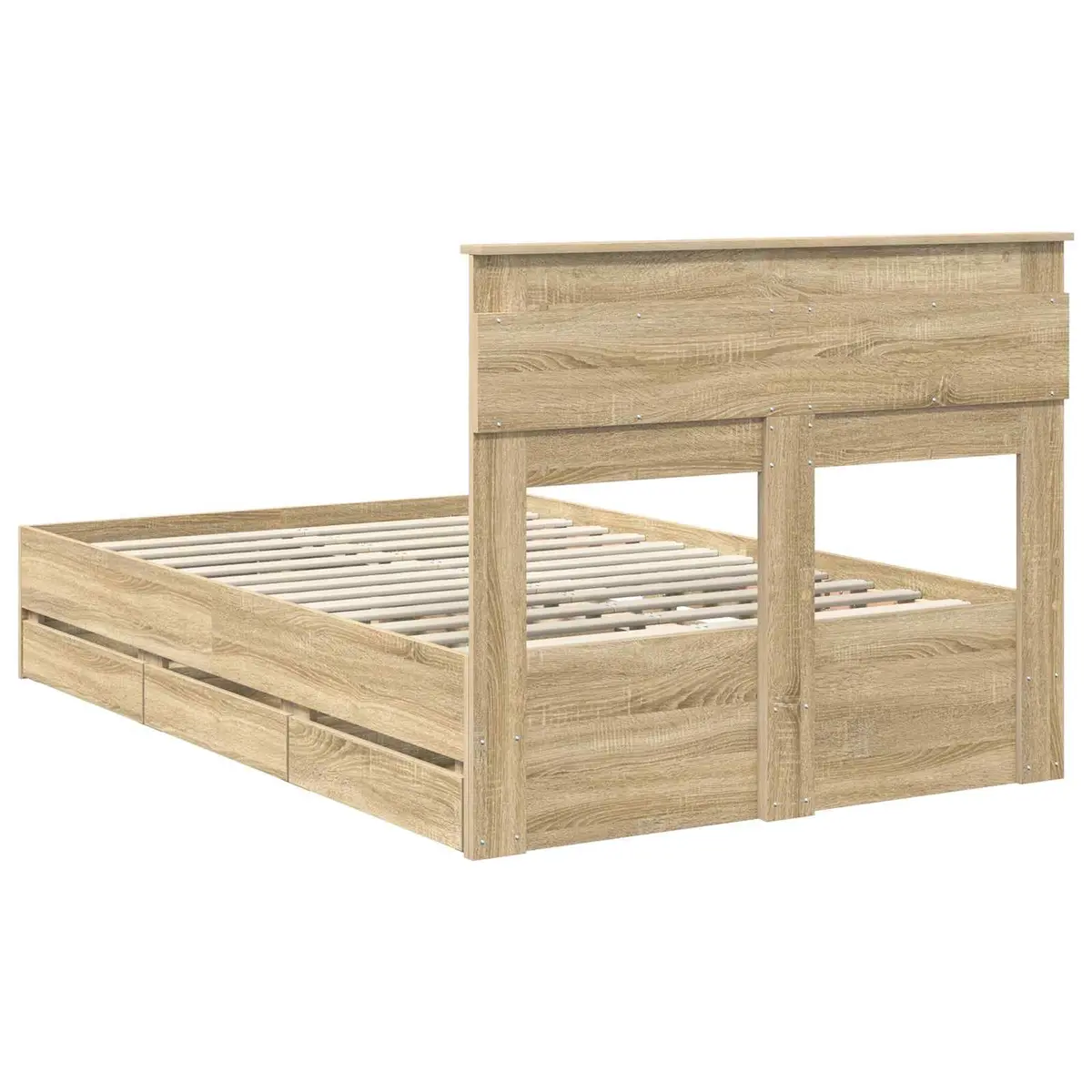 Bed Frame with Storage Drawer Sonoma Oak Brown 135 x 190 cm Engineered Wood