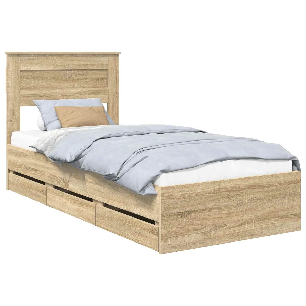 Bed Frame with Storage Drawer Sonoma Oak 90 x 190 cm Engineered Wood Modern
