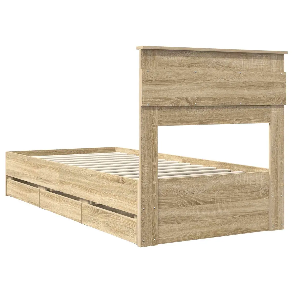 Bed Frame with Storage Drawer Sonoma Oak 90 x 190 cm Engineered Wood Modern