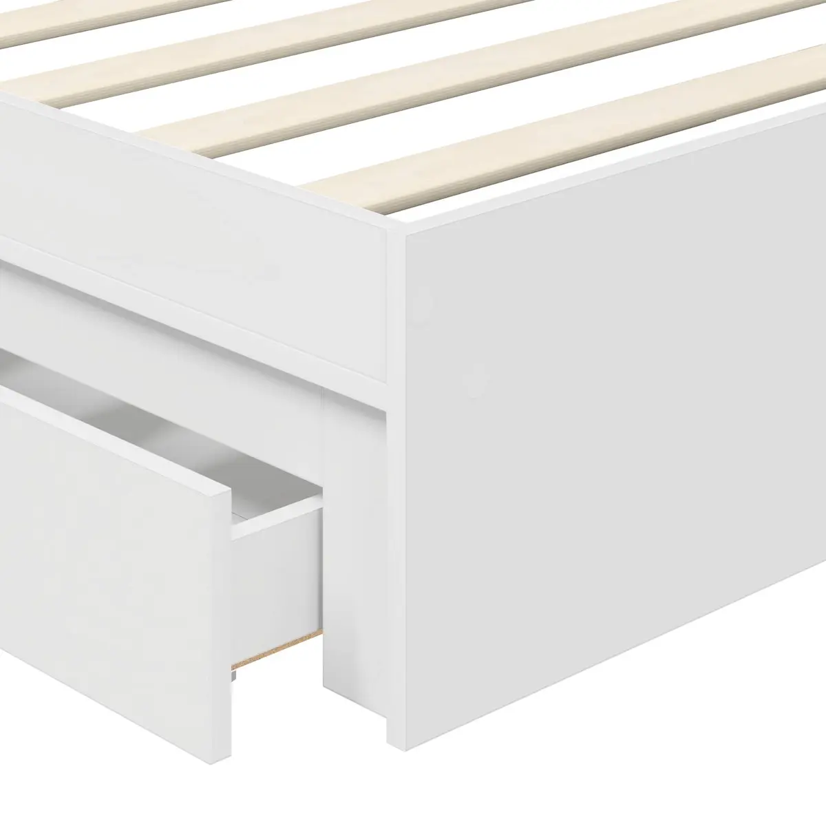 Storage Bed Frame White 90 x 190 cm Engineered Wood Platform with Drawer