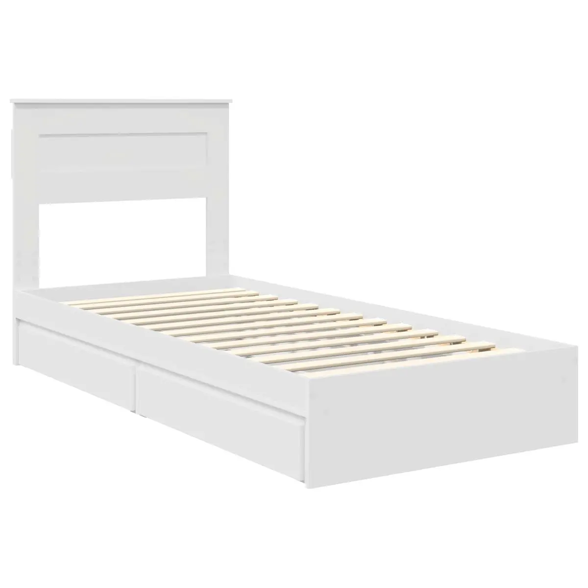 Storage Bed Frame White 90 x 190 cm Engineered Wood Platform with Drawer