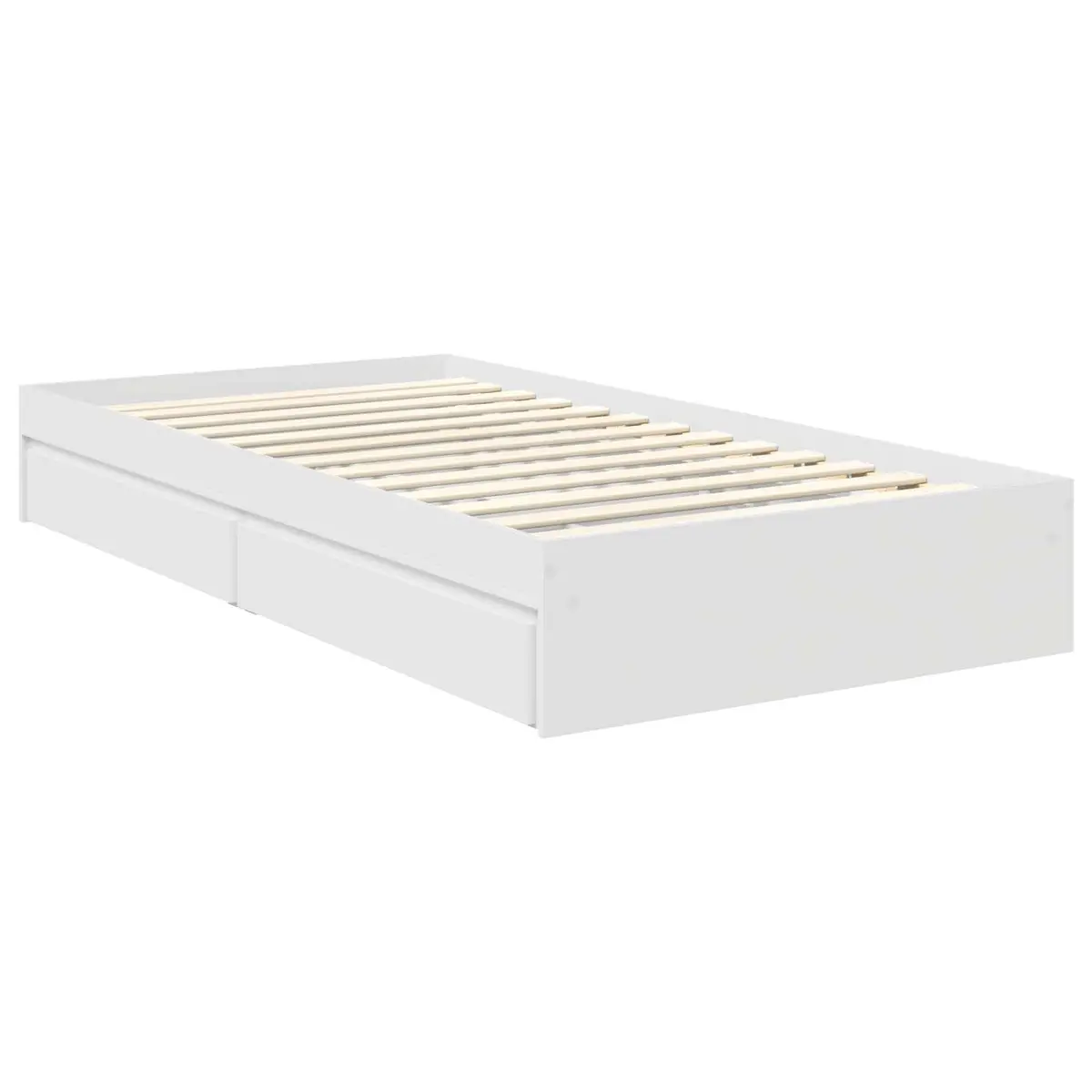 Storage Bed Frame White 90 x 190 cm Engineered Wood Platform with Drawer