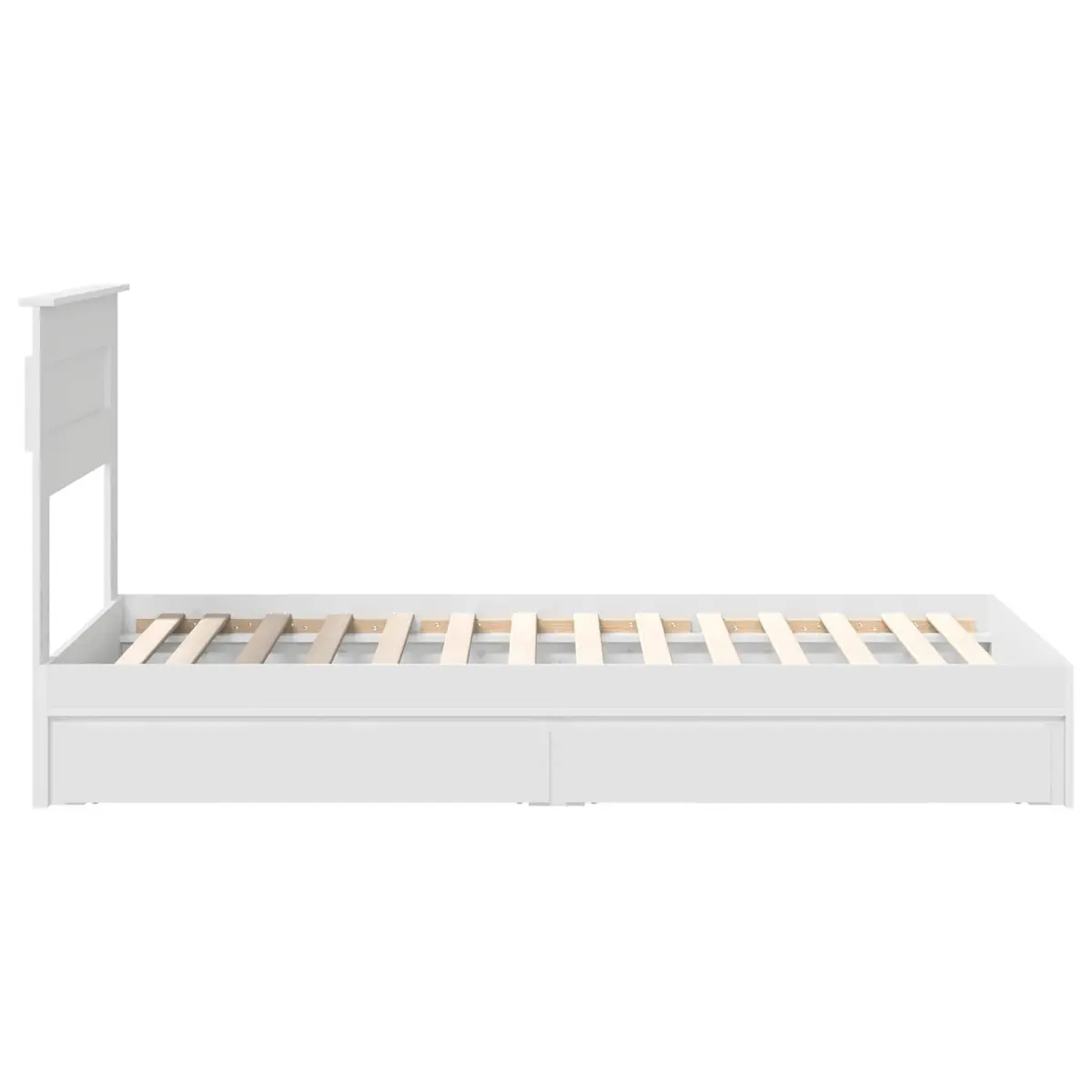 Storage Bed Frame White 90 x 190 cm Engineered Wood Platform with Drawer