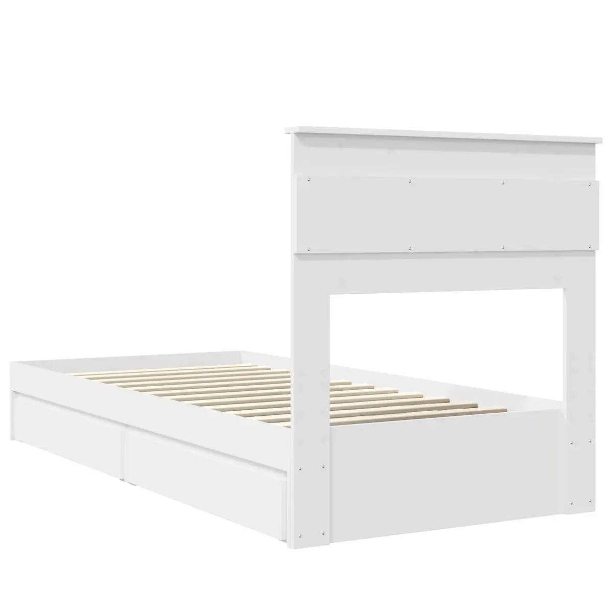 Storage Bed Frame White 90 x 190 cm Engineered Wood Platform with Drawer