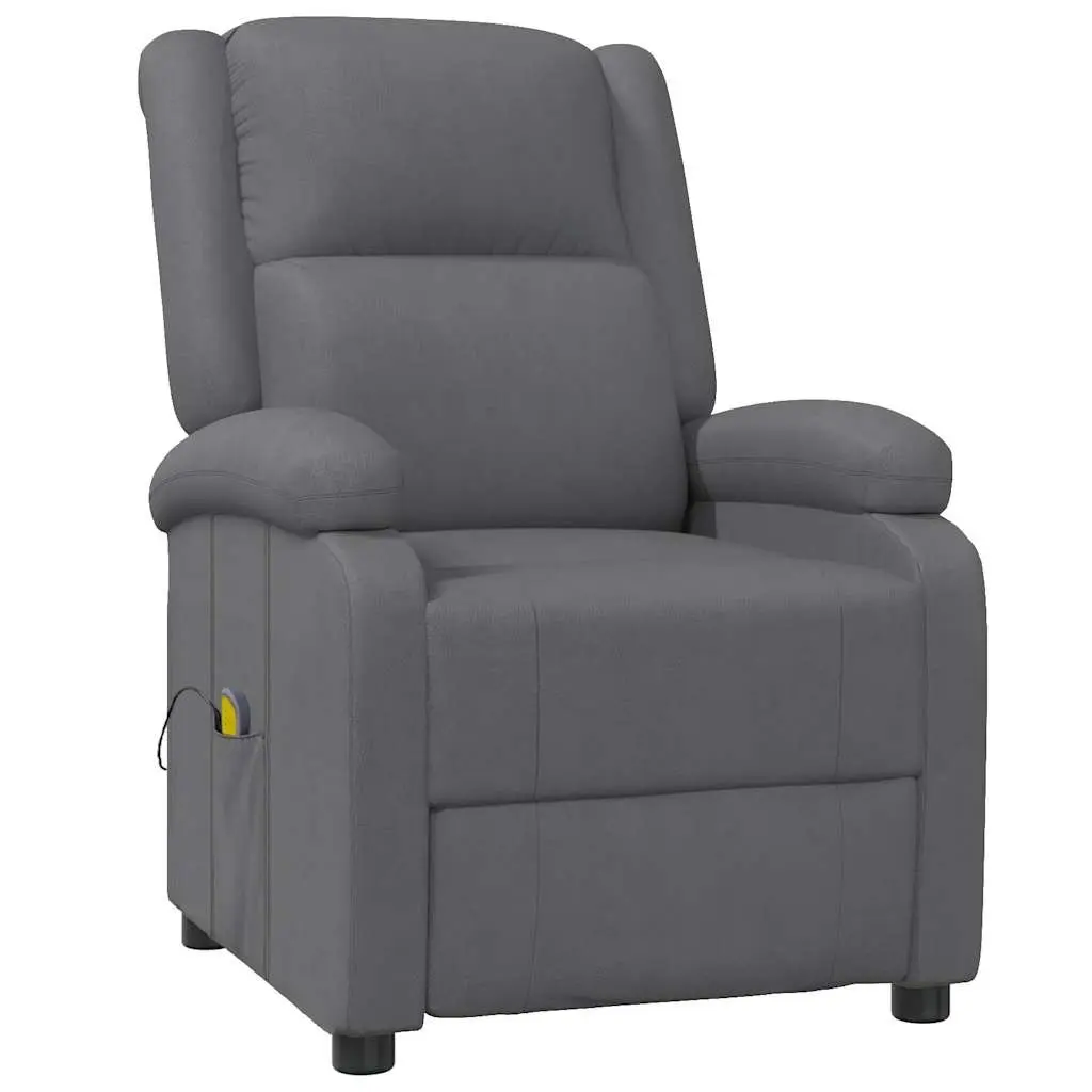 Electric Massage Chair Grey Reclining Faux Leather 3 Positions Manual Vibration