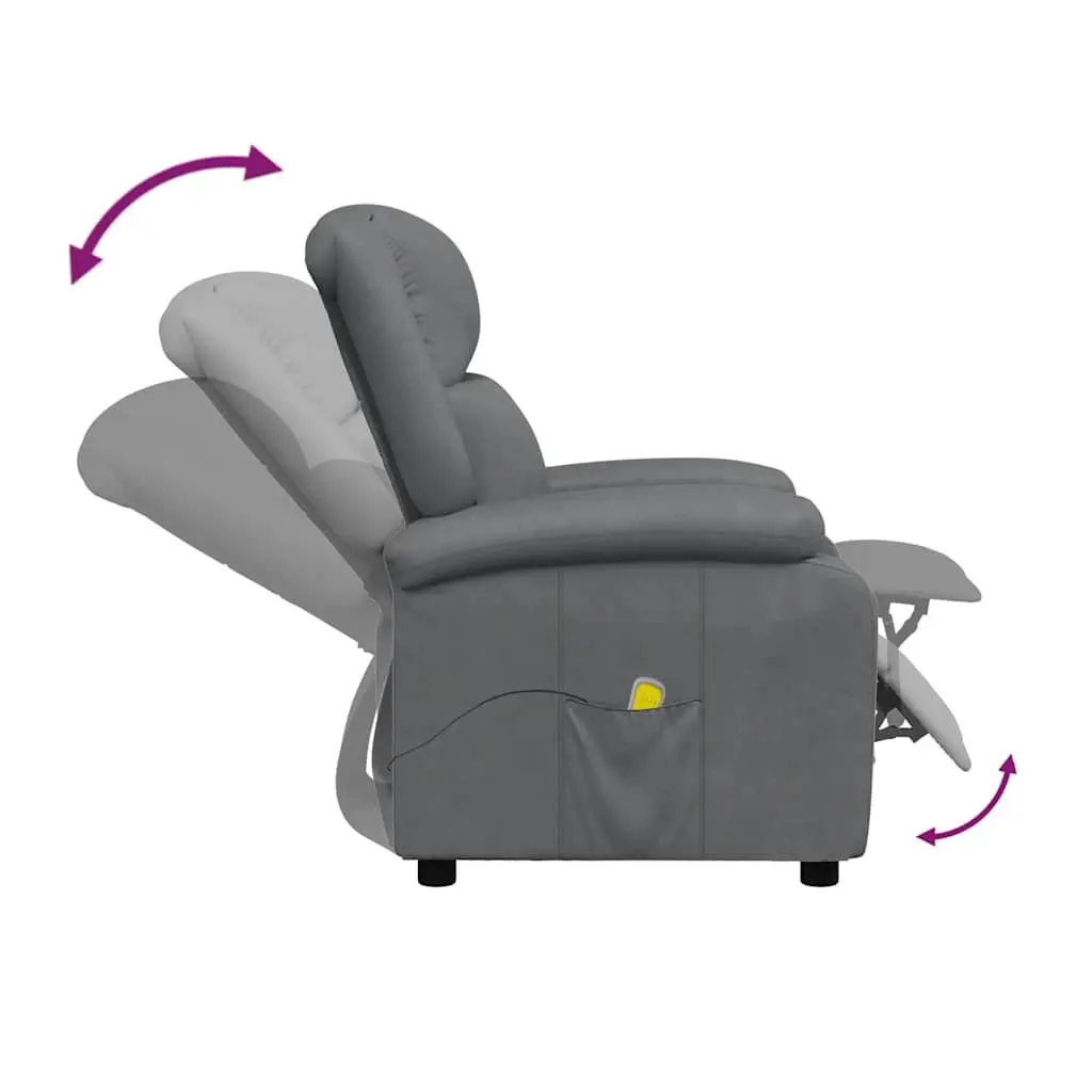Electric Massage Chair Grey Reclining Faux Leather 3 Positions Manual Vibration