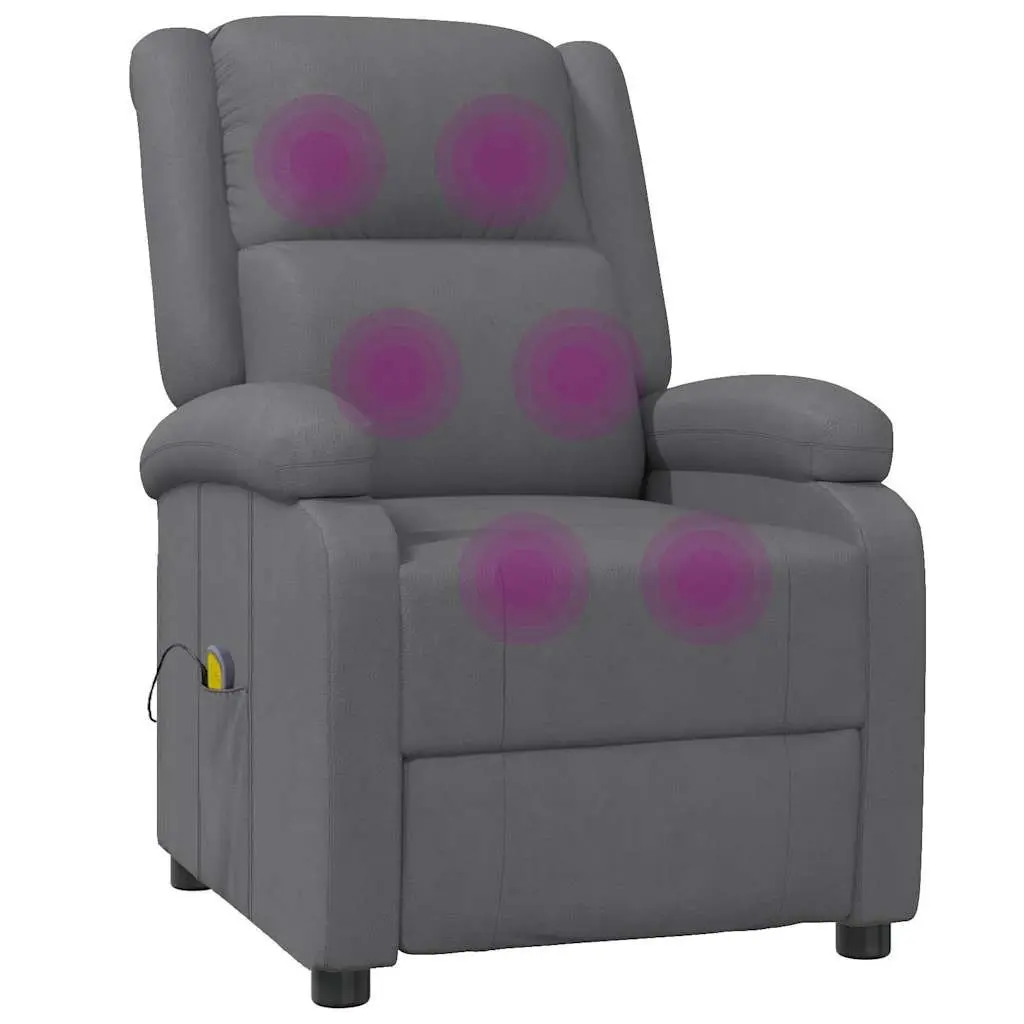 Electric Massage Chair Grey Reclining Faux Leather 3 Positions Manual Vibration