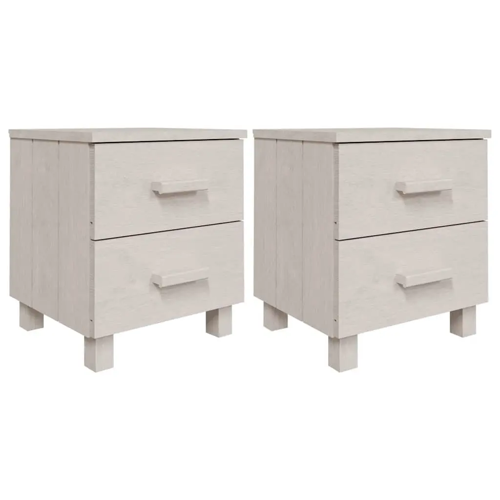 Bedside Cabinets Pair White Wooden Nightstands Drawers Storage Tables Set