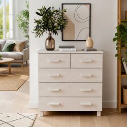 Elegant Wooden Sideboard with 5 Drawers in White
