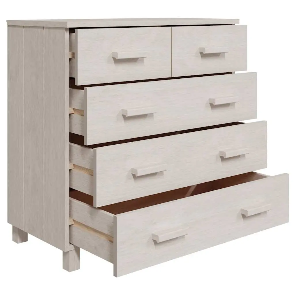 White Sideboard Buffet 79x40x80 cm Solid Pine Wood Drawer Cabinet Highboard