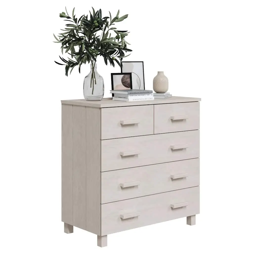 White Sideboard Buffet 79x40x80 cm Solid Pine Wood Drawer Cabinet Highboard