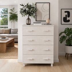 Elegant White Wooden Sideboard Cabinet with 4 Drawers