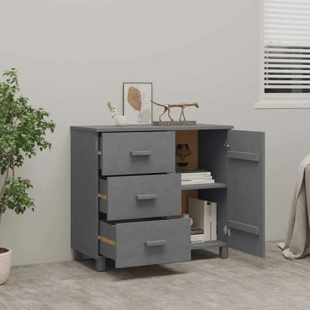 Grey Solid Pinewood Sideboard with Door and Drawers