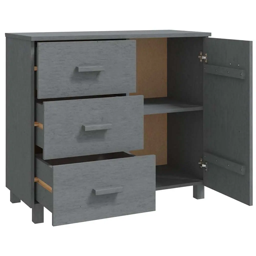 Grey Solid Pinewood Sideboard with Door and Drawers
