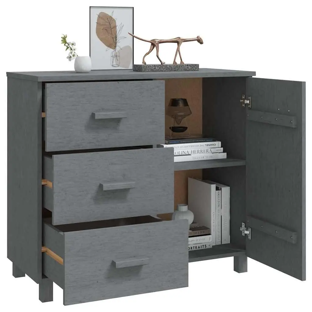 Grey Solid Pinewood Sideboard with Door and Drawers