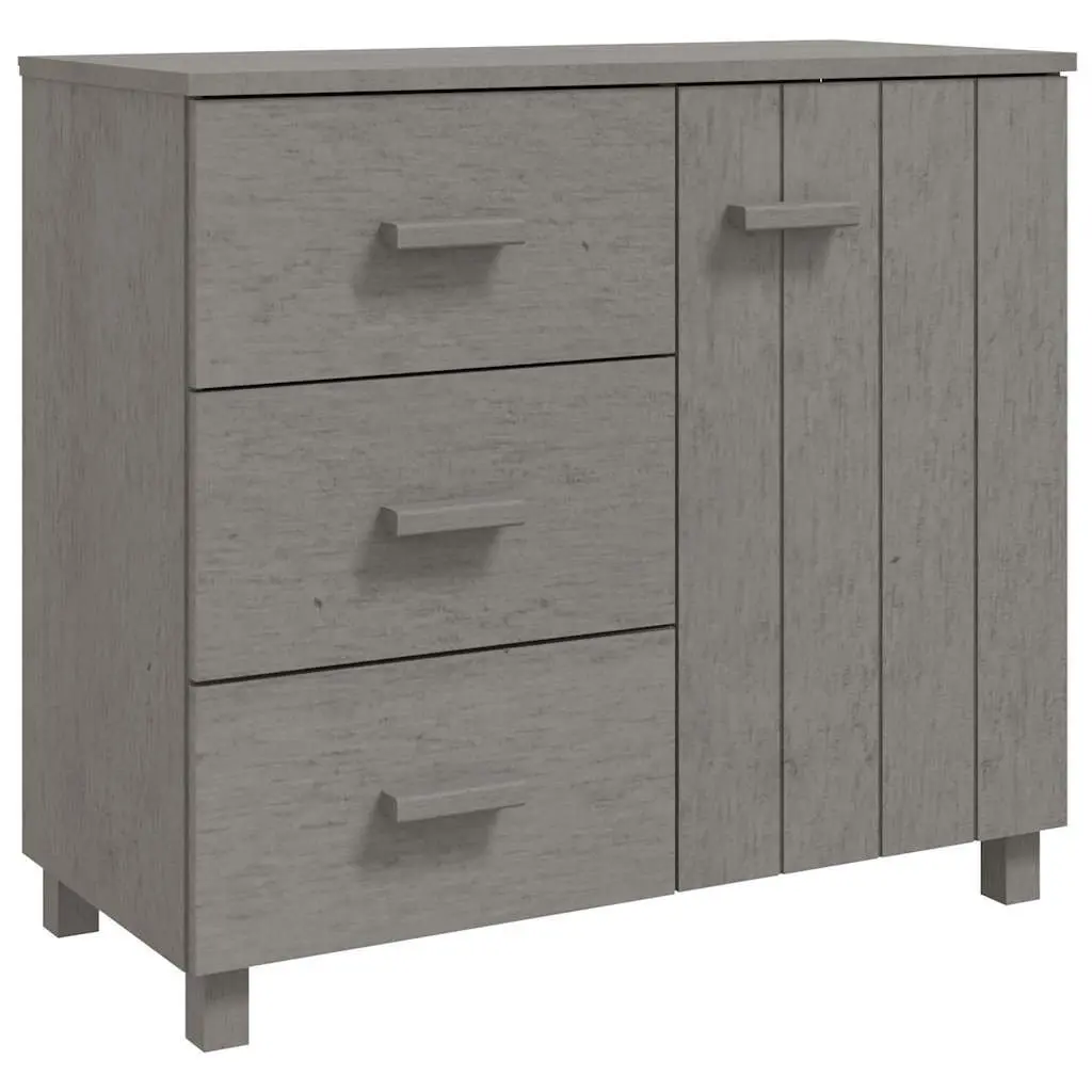 Sideboard Grey Solid Pinewood Storage Cabinet with Sliding Drawers