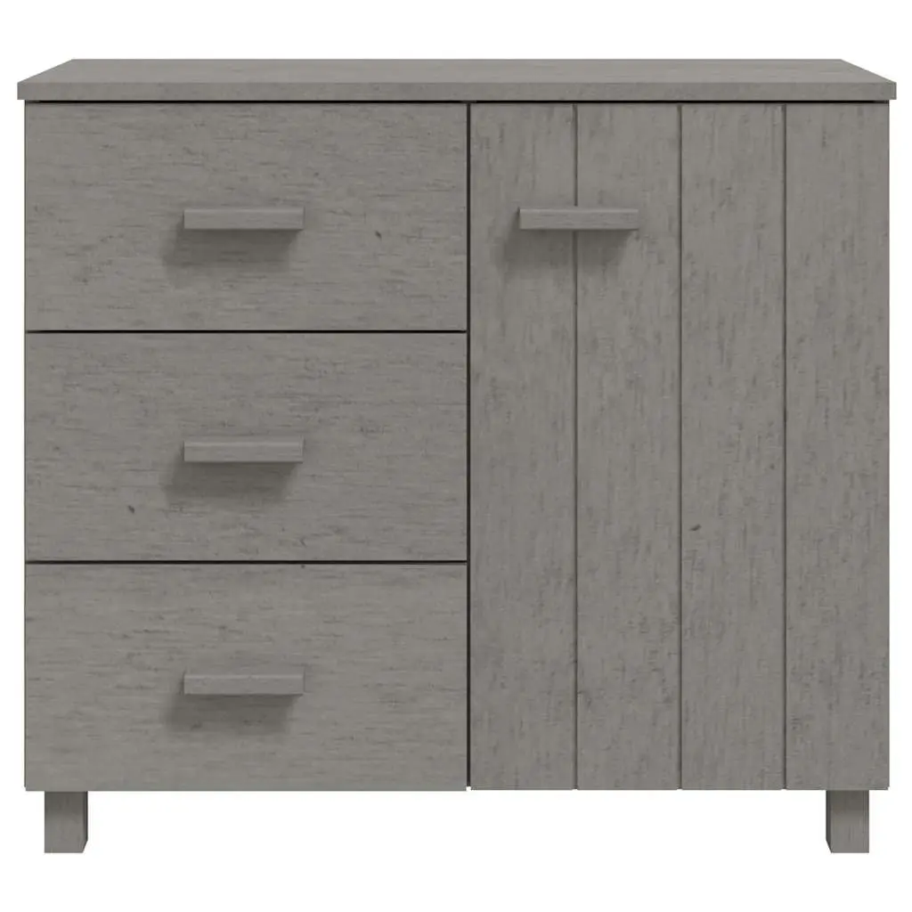 Sideboard Grey Solid Pinewood Storage Cabinet with Sliding Drawers