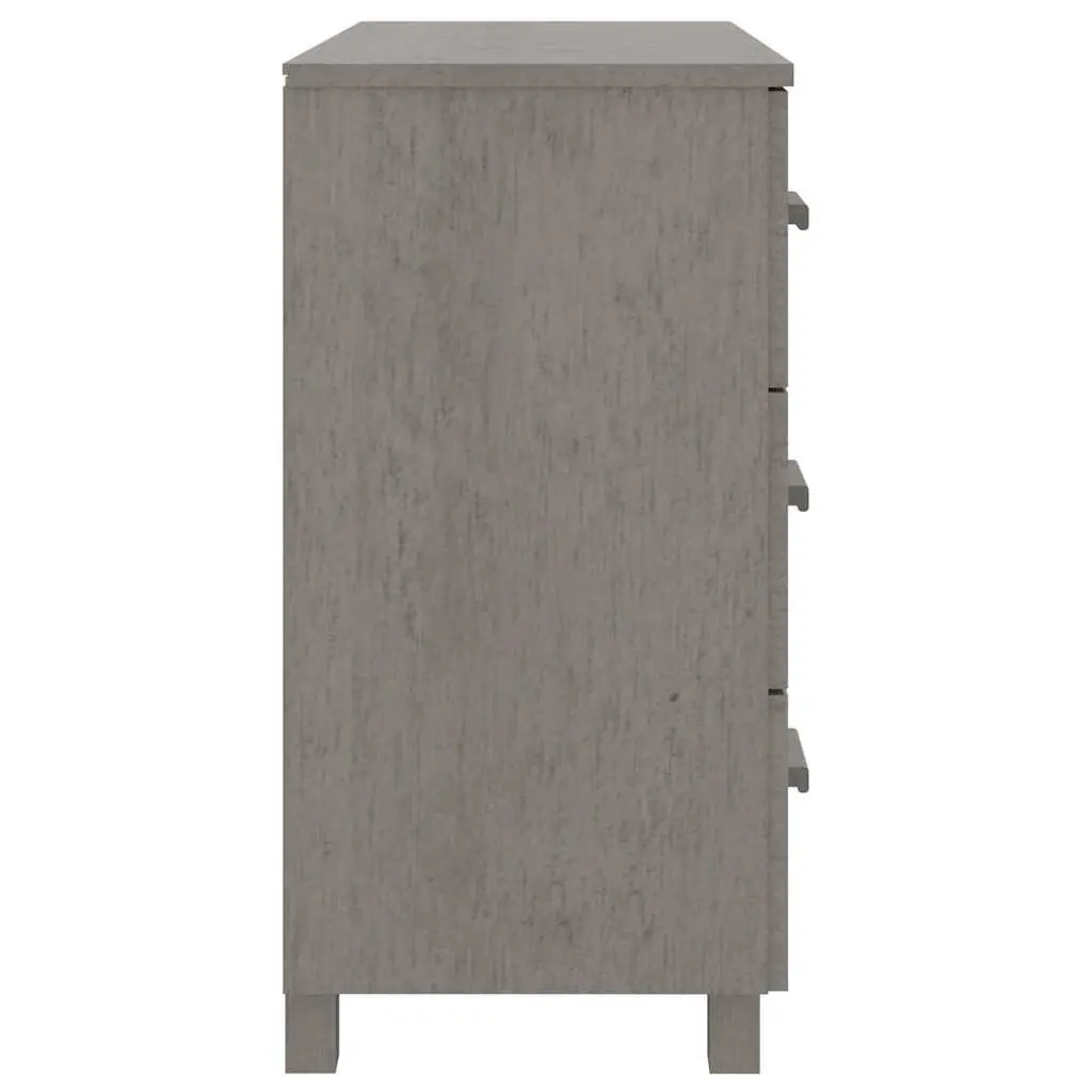 Sideboard Grey Solid Pinewood Storage Cabinet with Sliding Drawers