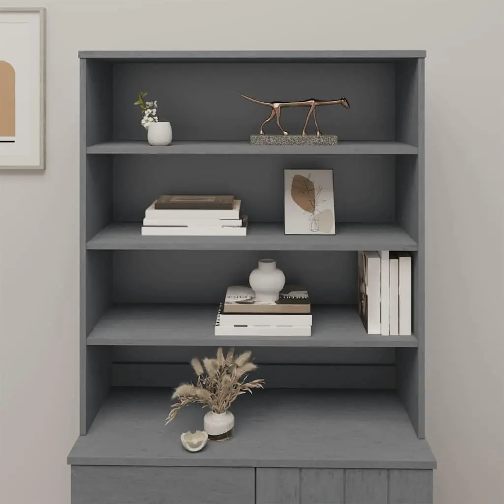 Sideboard Cabinet Topper Solid Pine Wood Dark Grey 90x30x100cm