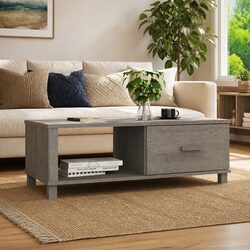 Grey Wooden Coffee Table with Storage Drawer