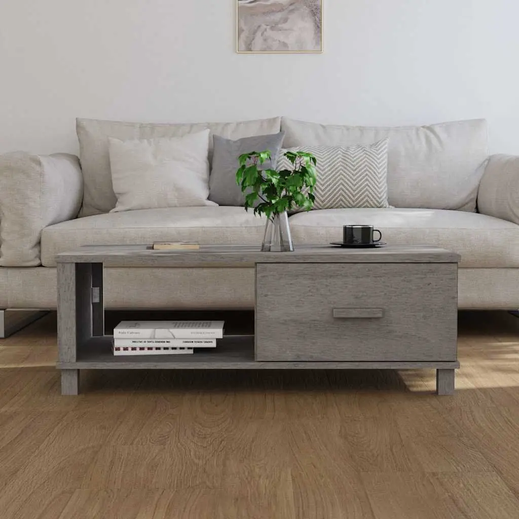 Grey Wooden Coffee Table with Storage Drawer
