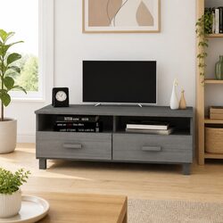 Grey Wooden TV Cabinet with Sliding Drawers