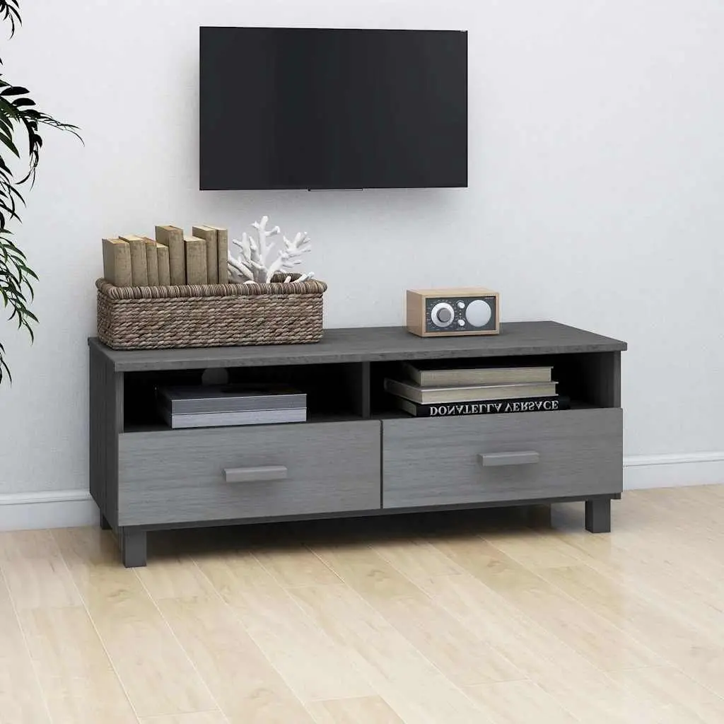 Grey Wooden TV Cabinet with Sliding Drawers