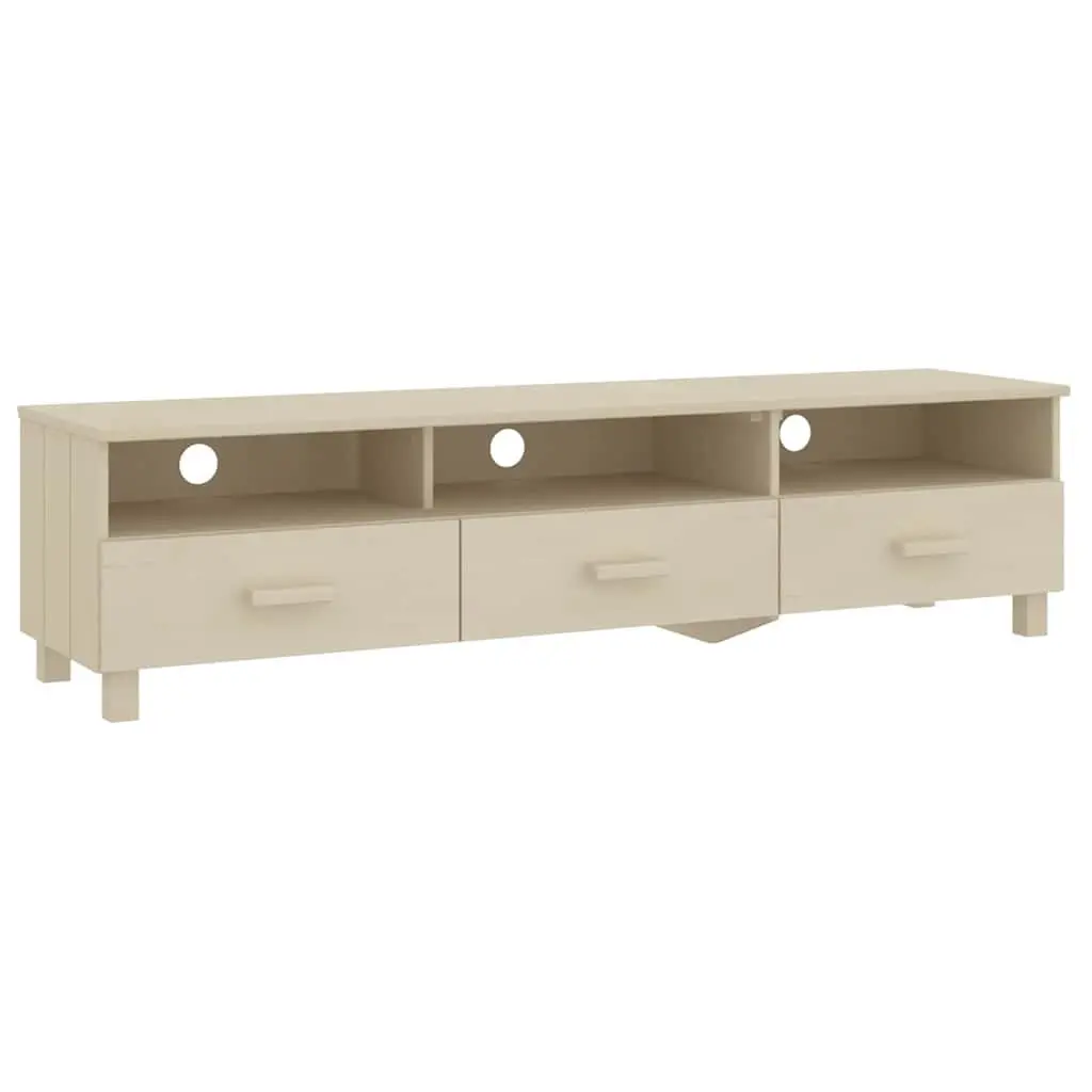 TV Cabinet Solid Wood Pine Brown Storage Unit 158L x 40W x 40H cm with Sliding Drawers and Compartments