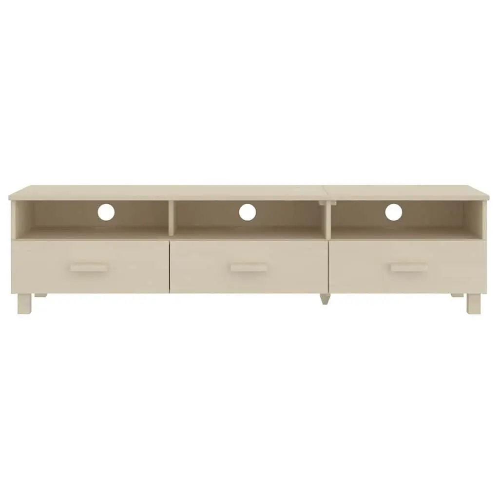 TV Cabinet Solid Wood Pine Brown Storage Unit 158L x 40W x 40H cm with Sliding Drawers and Compartments