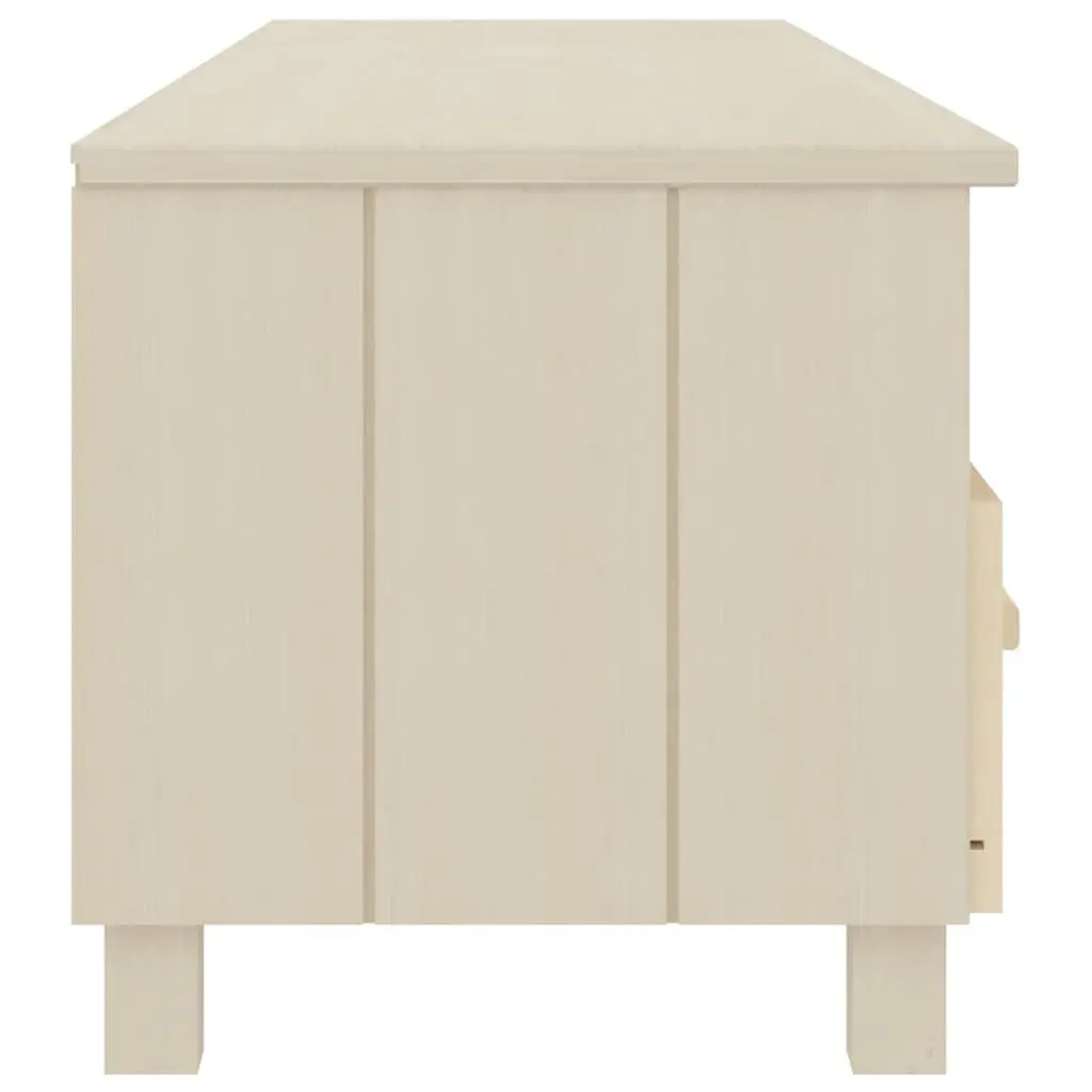 TV Cabinet Solid Wood Pine Brown Storage Unit 158L x 40W x 40H cm with Sliding Drawers and Compartments