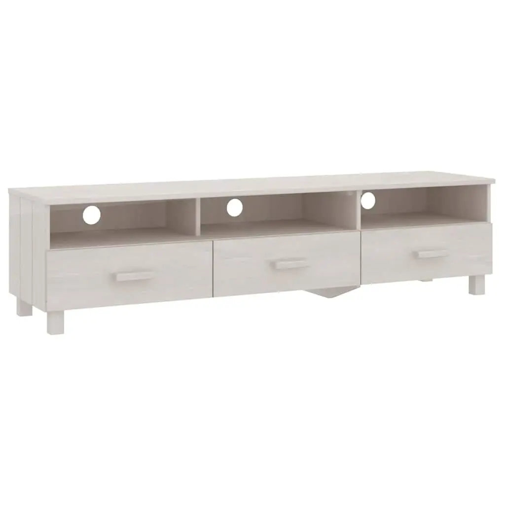 White TV Cabinet with 3 Drawers and Compartments