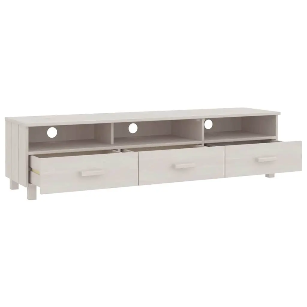 White TV Cabinet with 3 Drawers and Compartments