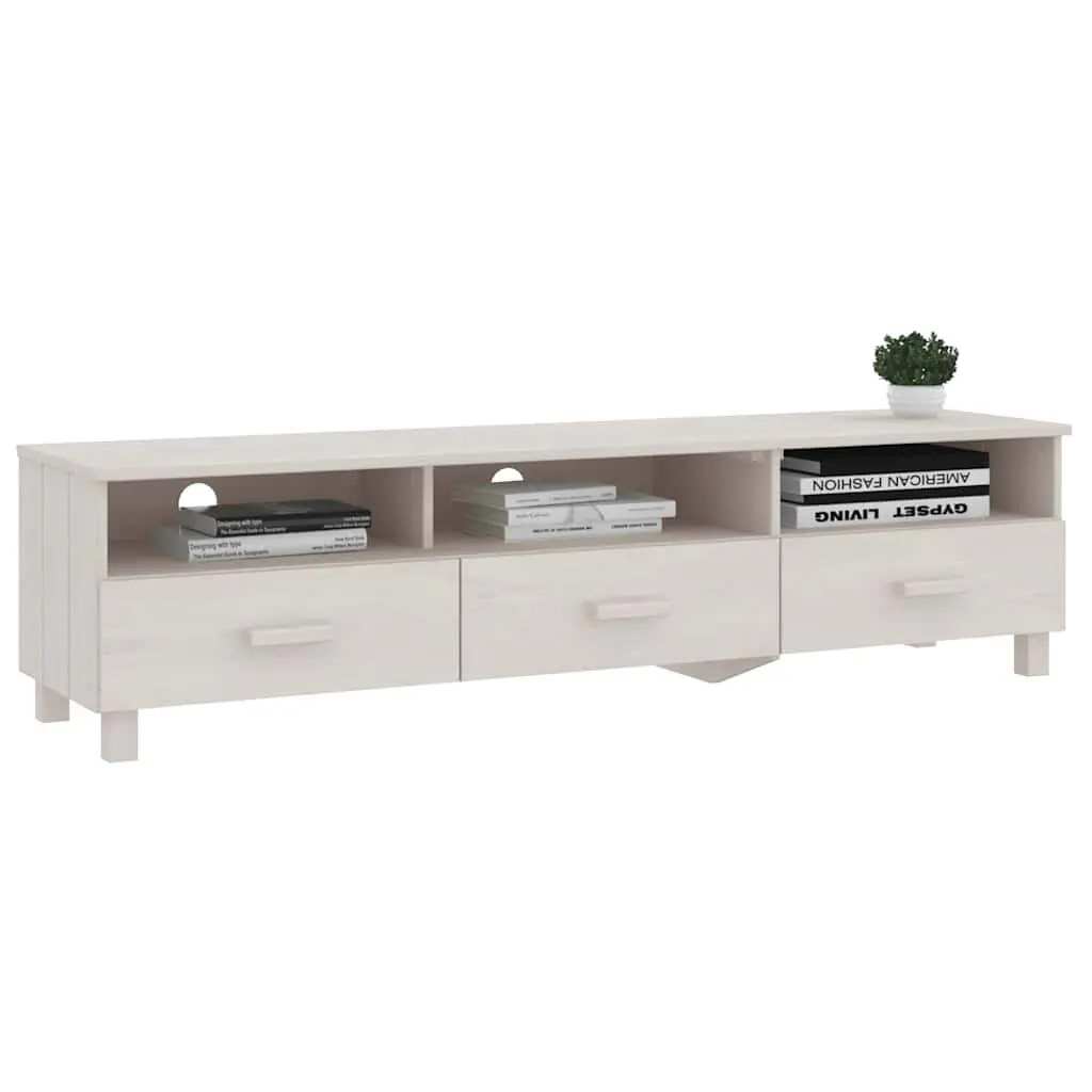 White TV Cabinet with 3 Drawers and Compartments