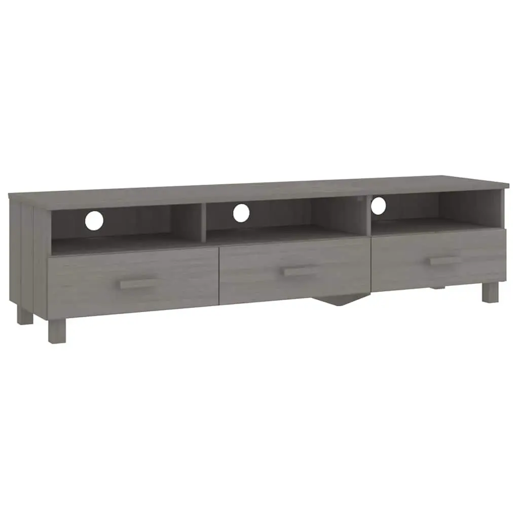 Grey Solid Wood Pine TV Cabinet with Storage Drawers