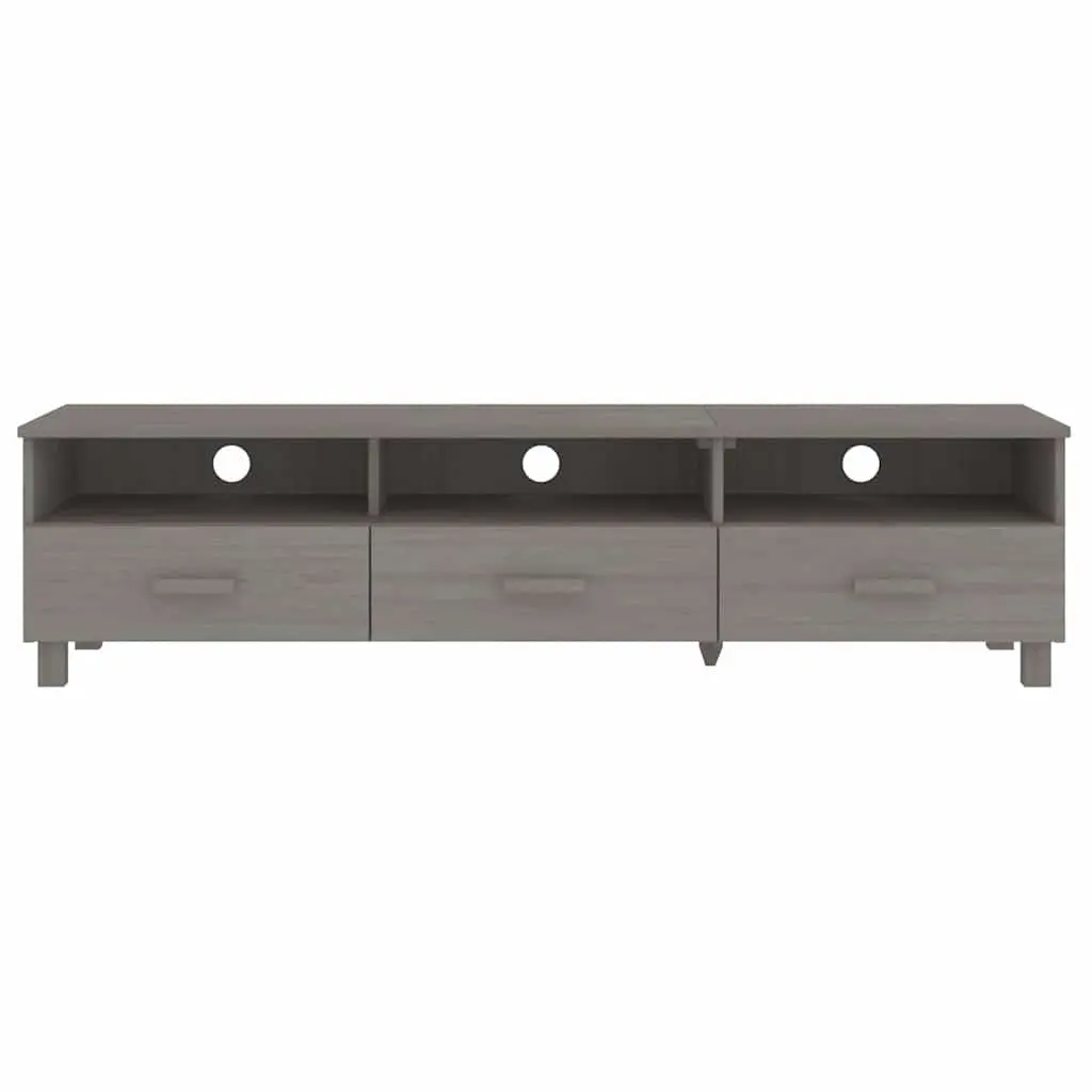 Grey Solid Wood Pine TV Cabinet with Storage Drawers