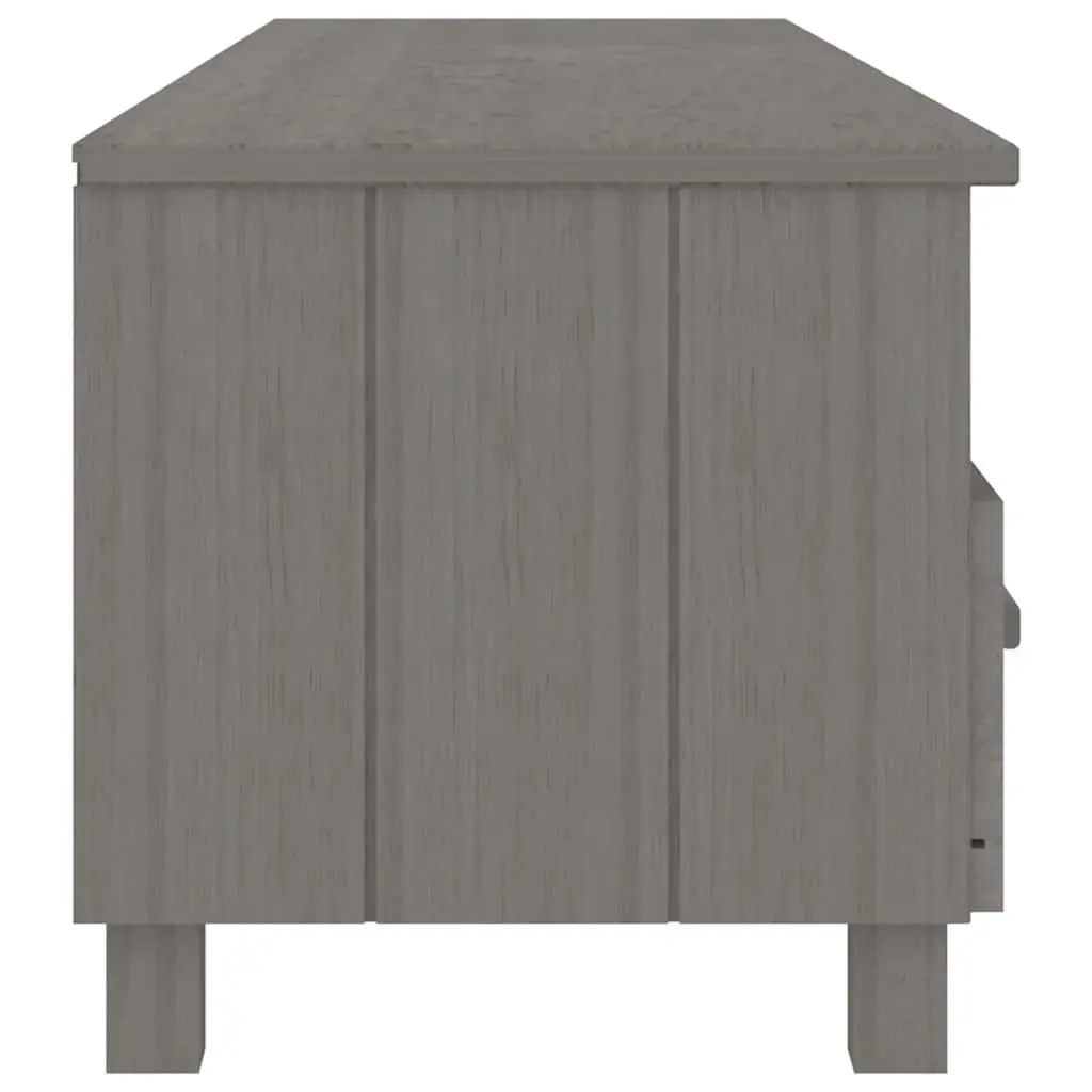 Grey Solid Wood Pine TV Cabinet with Storage Drawers