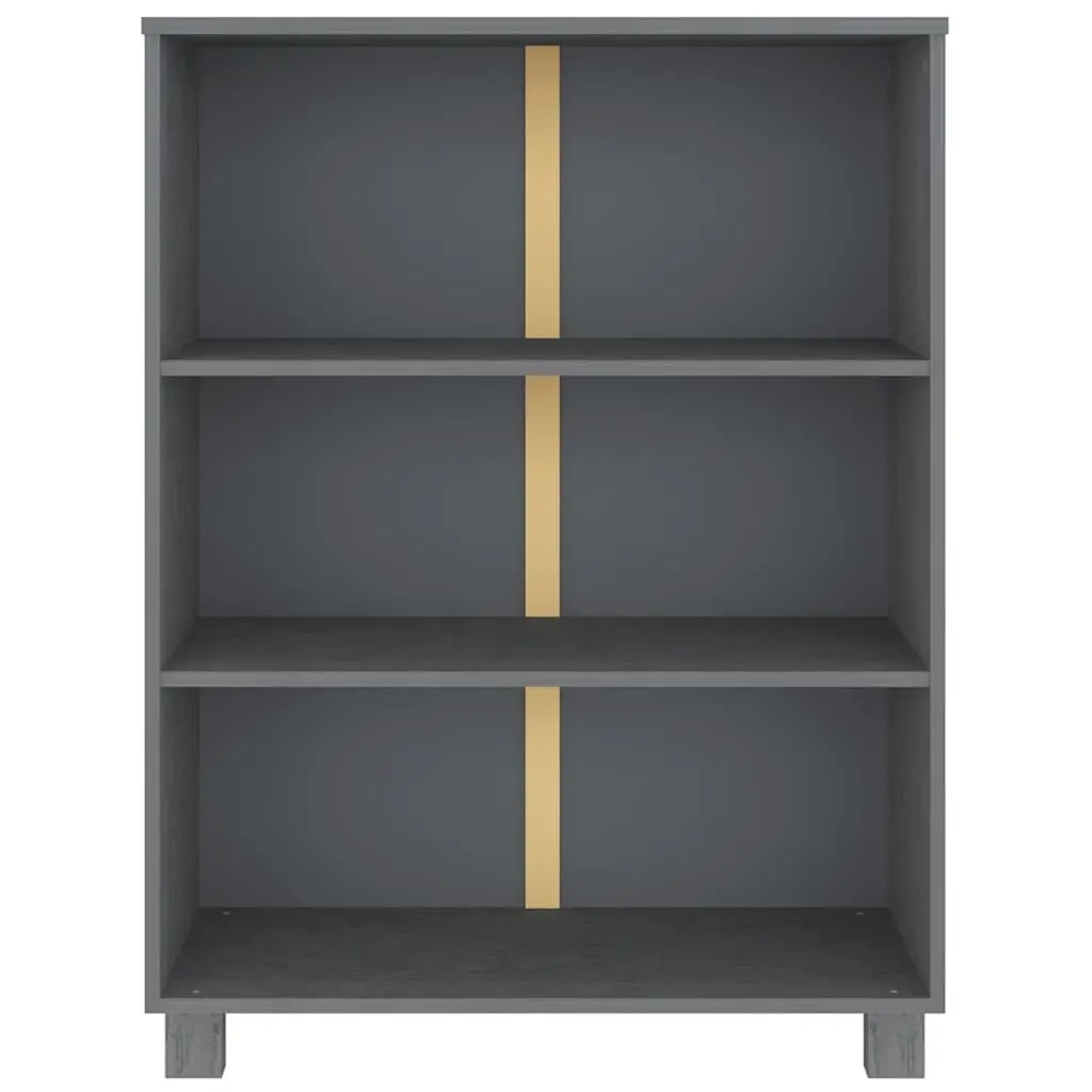 Solid Pine Wood Book Cabinet Grey 85x35x112cm Storage Unit with 3 Shelves for Organizing Books and Displaying Decor