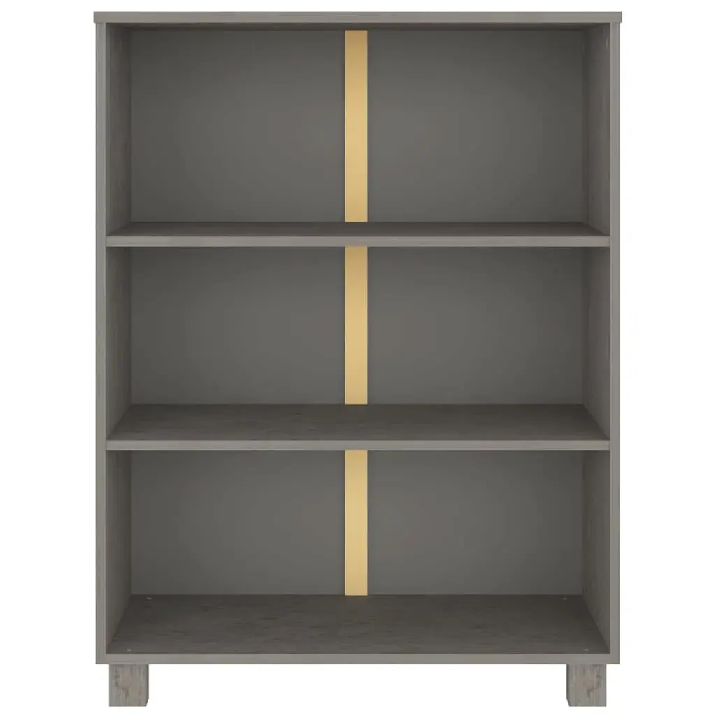 Book Cabinet Light Grey 85x35x112cm Solid Pine Wood 3-Shelf Storage Shelving Unit