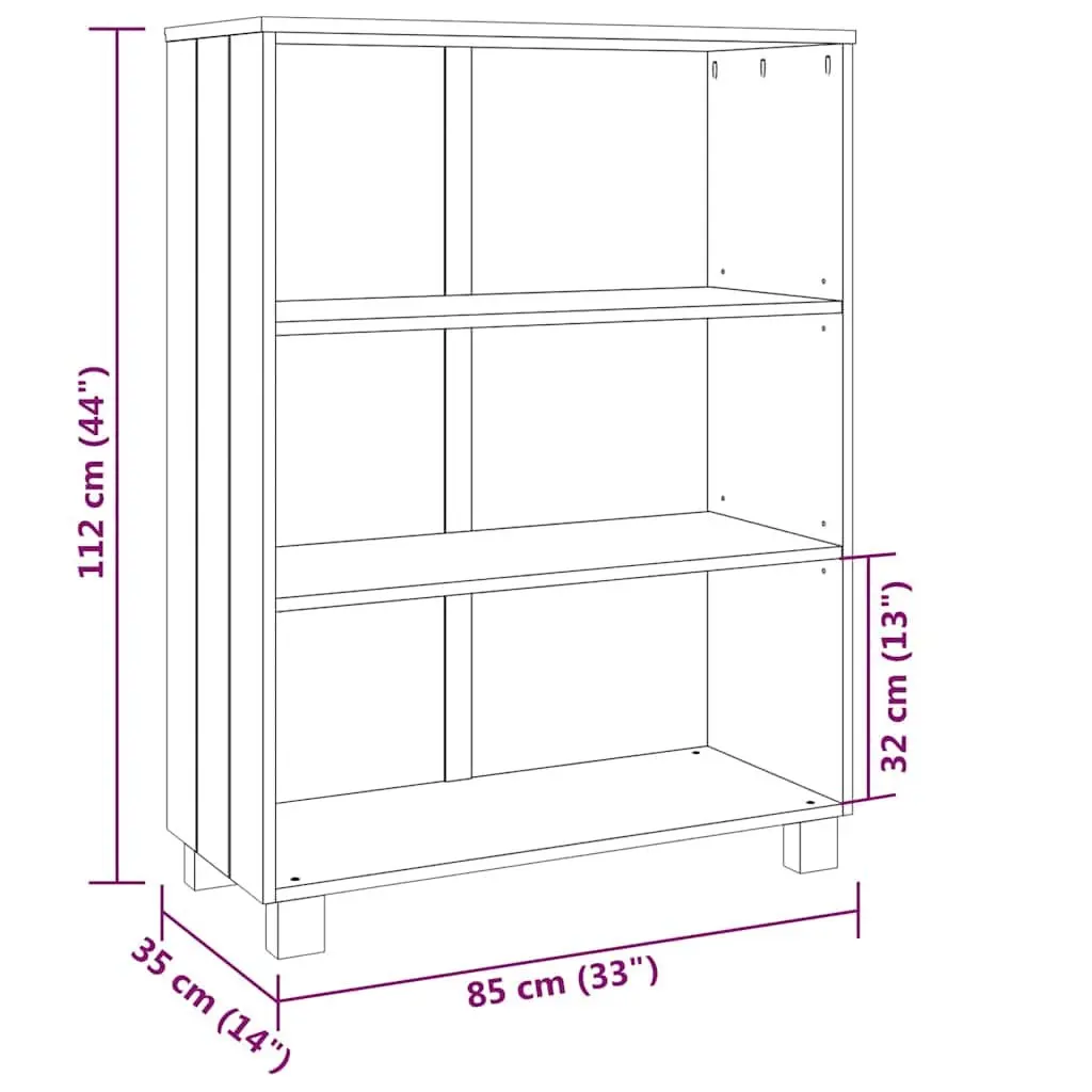 Book Cabinet Light Grey 85x35x112cm Solid Pine Wood 3-Shelf Storage Shelving Unit