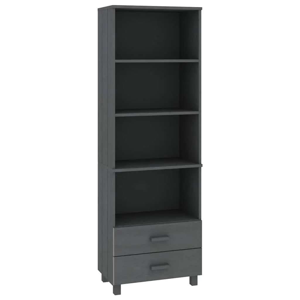 Highboard Storage Cabinet Solid Wood Shelves Drawers Grey 60x35x180cm