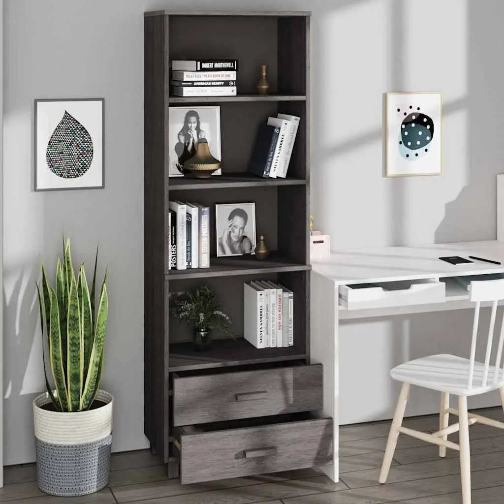 Highboard Light Grey 60x35x180 cm Solid Pine Wood Storage Buffet Sideboard