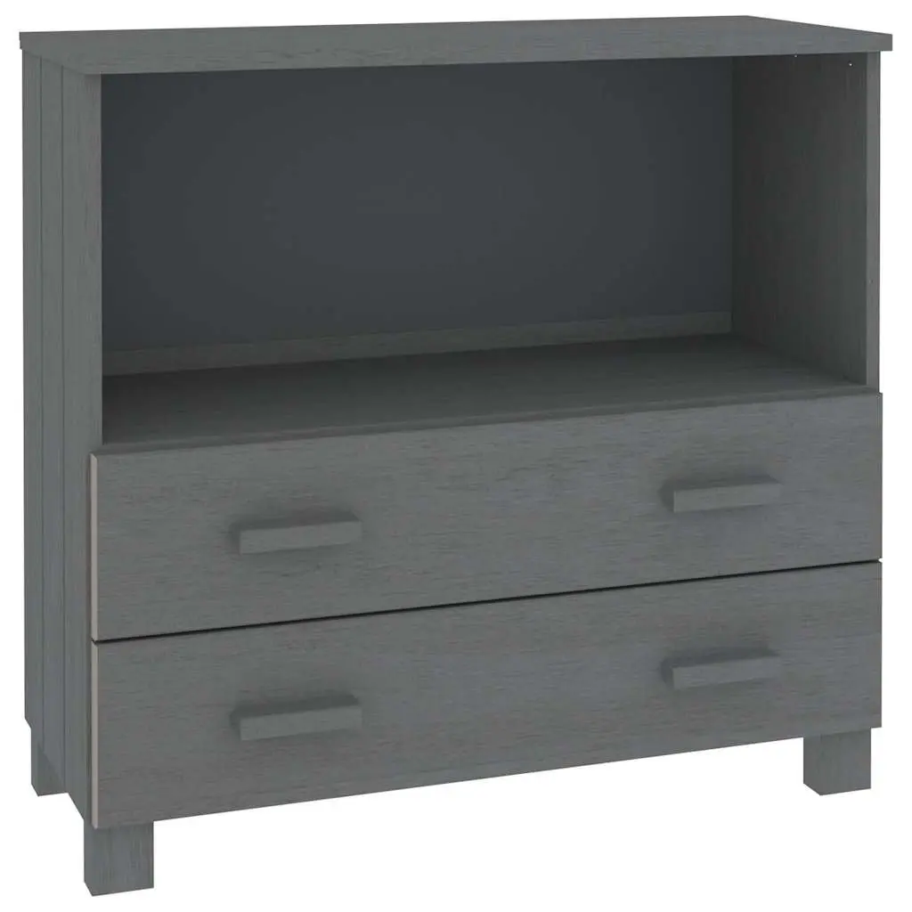 Wooden Sideboard Storage Cabinet Grey Buffet 85 x 35 x 80 cm Solid Pinewood