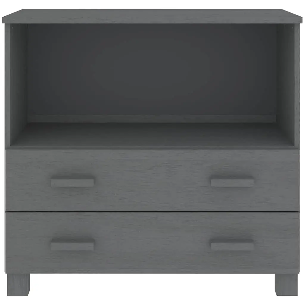 Wooden Sideboard Storage Cabinet Grey Buffet 85 x 35 x 80 cm Solid Pinewood